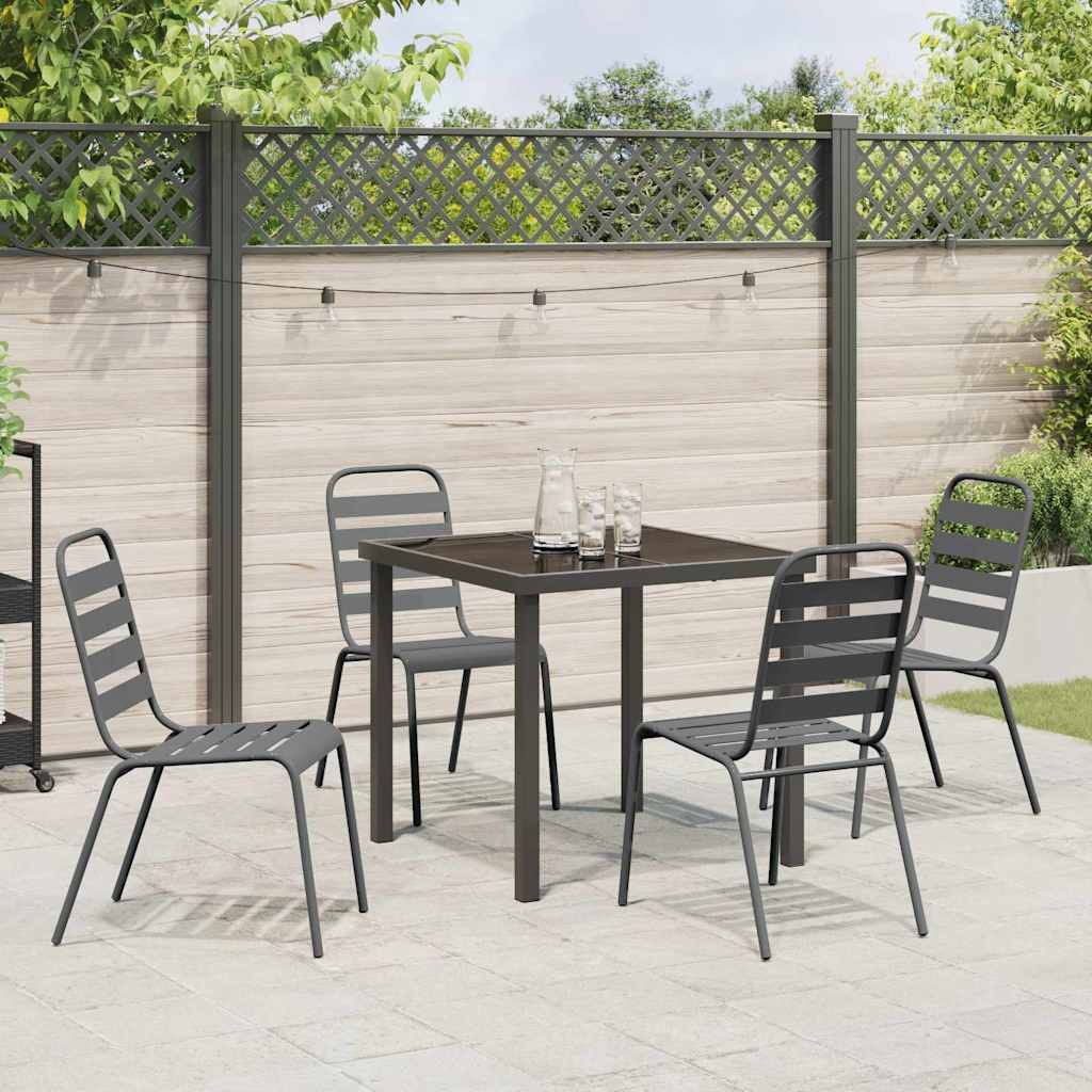 Garten Essgruppe 5 pcs Anthrazit Pulverbeschichteter Stahl