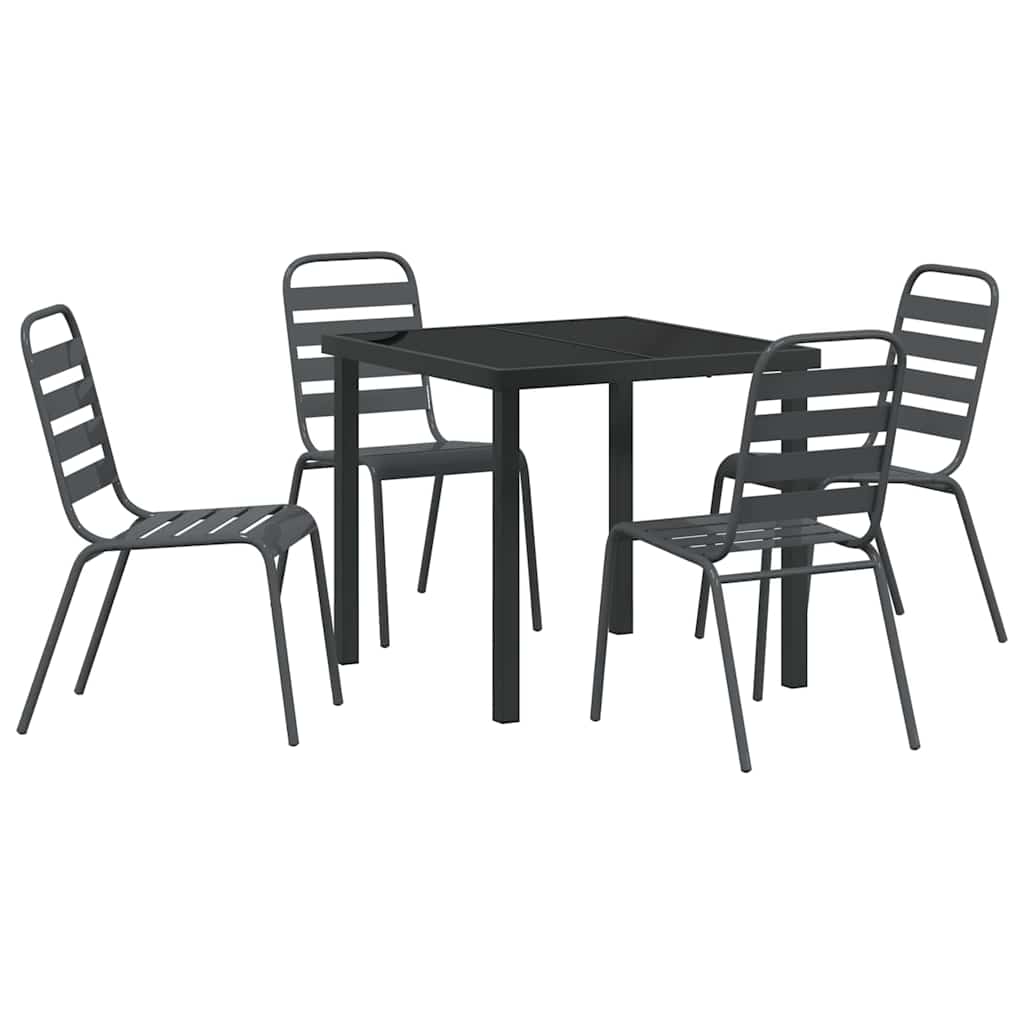 Garten Essgruppe 5 pcs Anthrazit Pulverbeschichteter Stahl