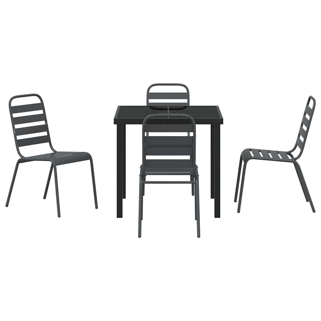 Garten Essgruppe 5 pcs Anthrazit Pulverbeschichteter Stahl