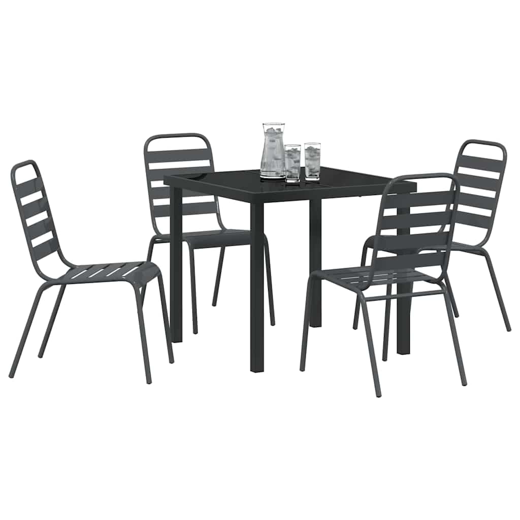 Garten Essgruppe 5 pcs Anthrazit Pulverbeschichteter Stahl