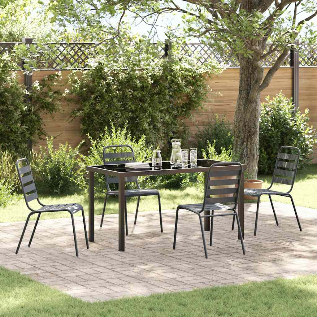 Garten Essgruppe 5 pcs Anthrazit Pulverbeschichteter Stahl