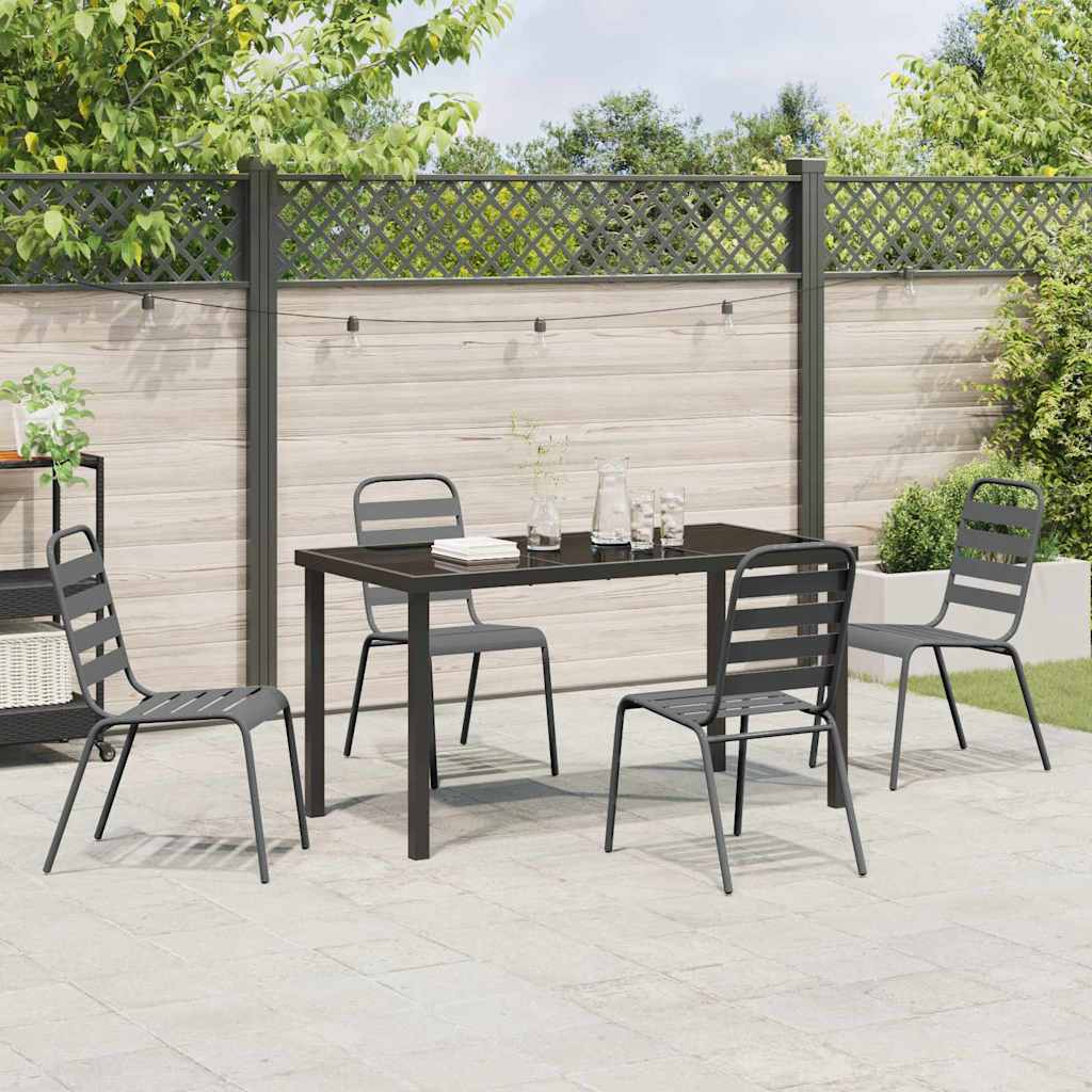 Garten Essgruppe 5 pcs Anthrazit Pulverbeschichteter Stahl
