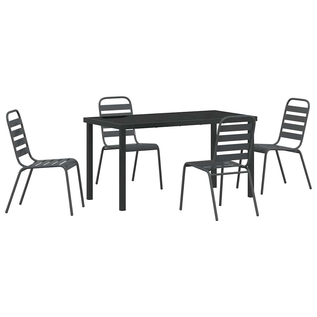 Garten Essgruppe 5 pcs Anthrazit Pulverbeschichteter Stahl