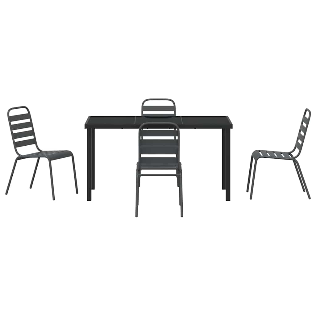 Garten Essgruppe 5 pcs Anthrazit Pulverbeschichteter Stahl