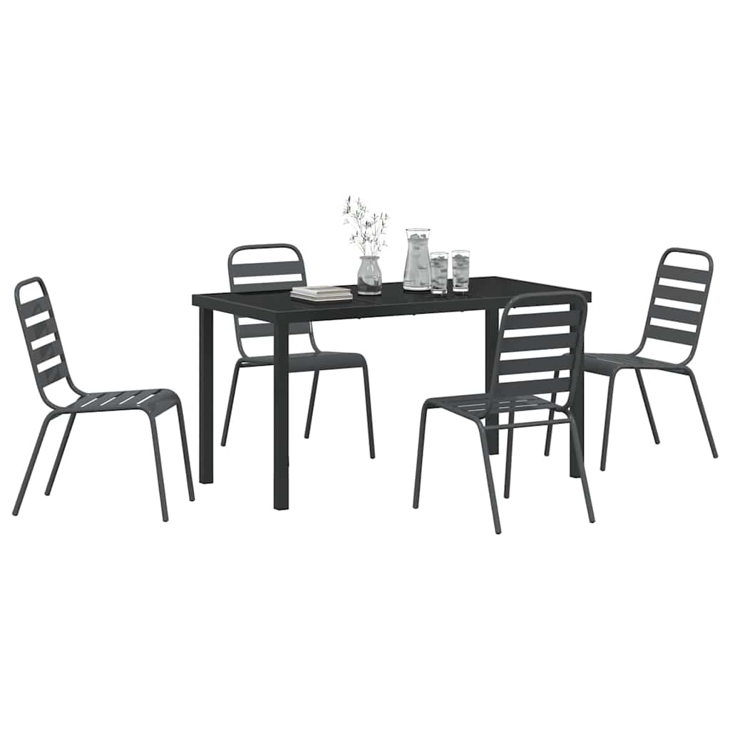 Garten Essgruppe 5 pcs Anthrazit Pulverbeschichteter Stahl