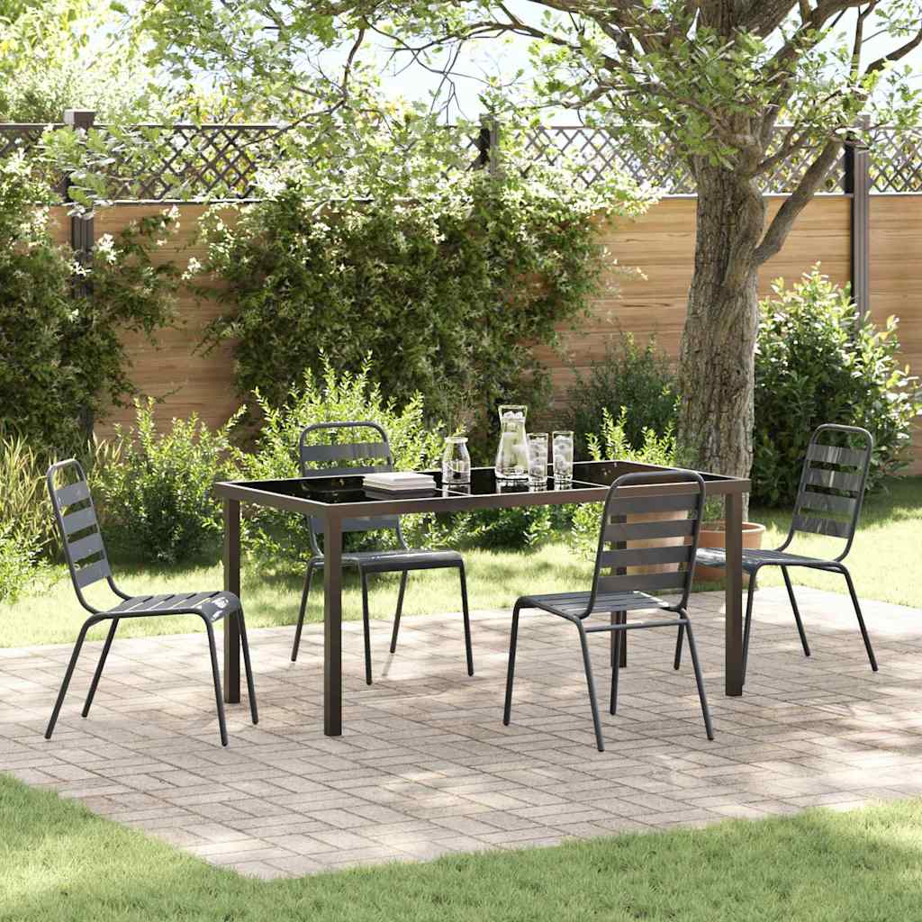 Garten Essgruppe 5 pcs Anthrazit Pulverbeschichteter Stahl