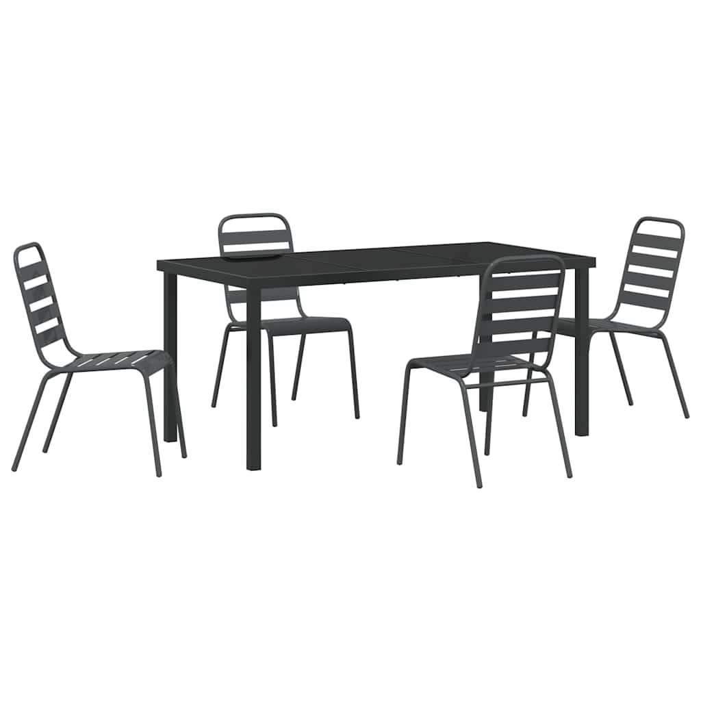 Garten Essgruppe 5 pcs Anthrazit Pulverbeschichteter Stahl