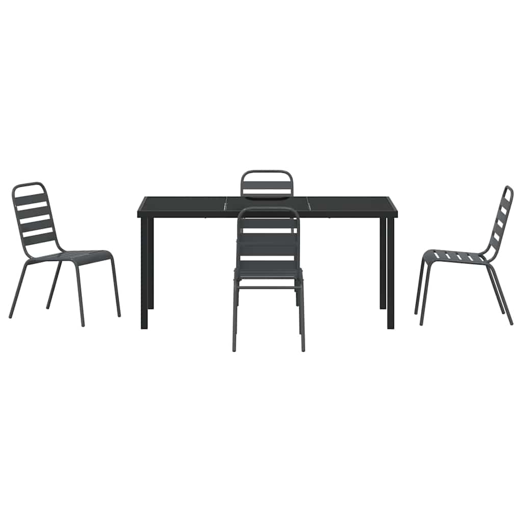 Garten Essgruppe 5 pcs Anthrazit Pulverbeschichteter Stahl