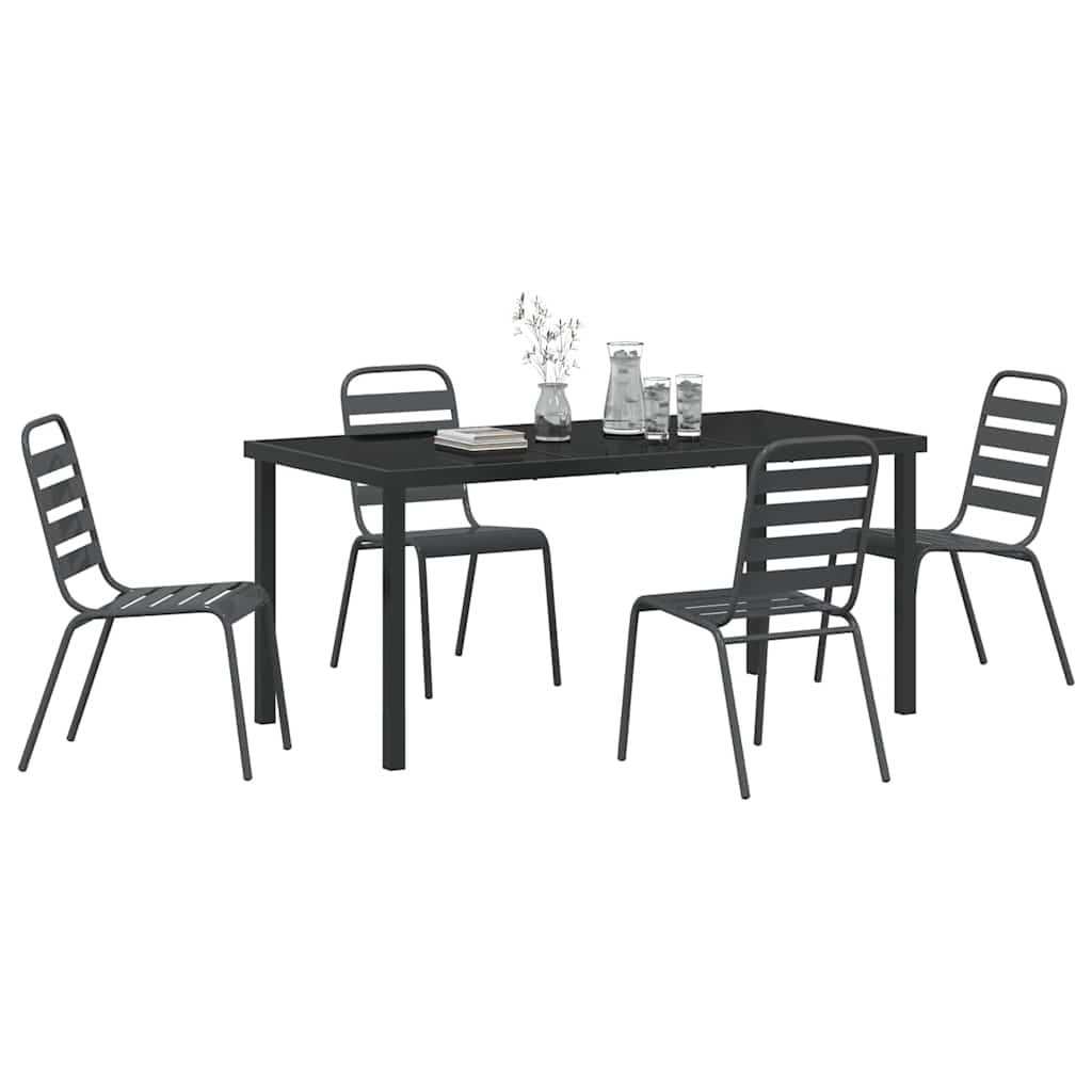 Garten Essgruppe 5 pcs Anthrazit Pulverbeschichteter Stahl
