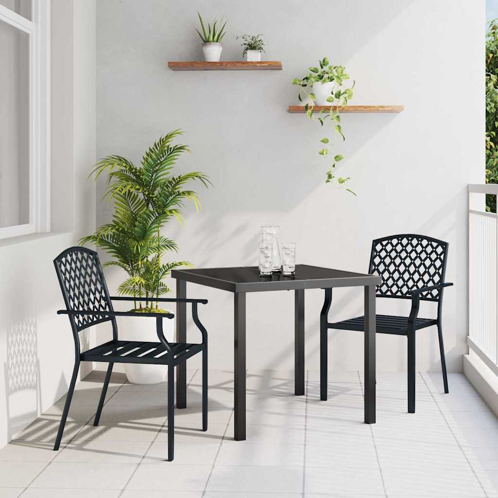 Garten Essgruppe 3 pcs Anthrazit Pulverbeschichteter Stahl