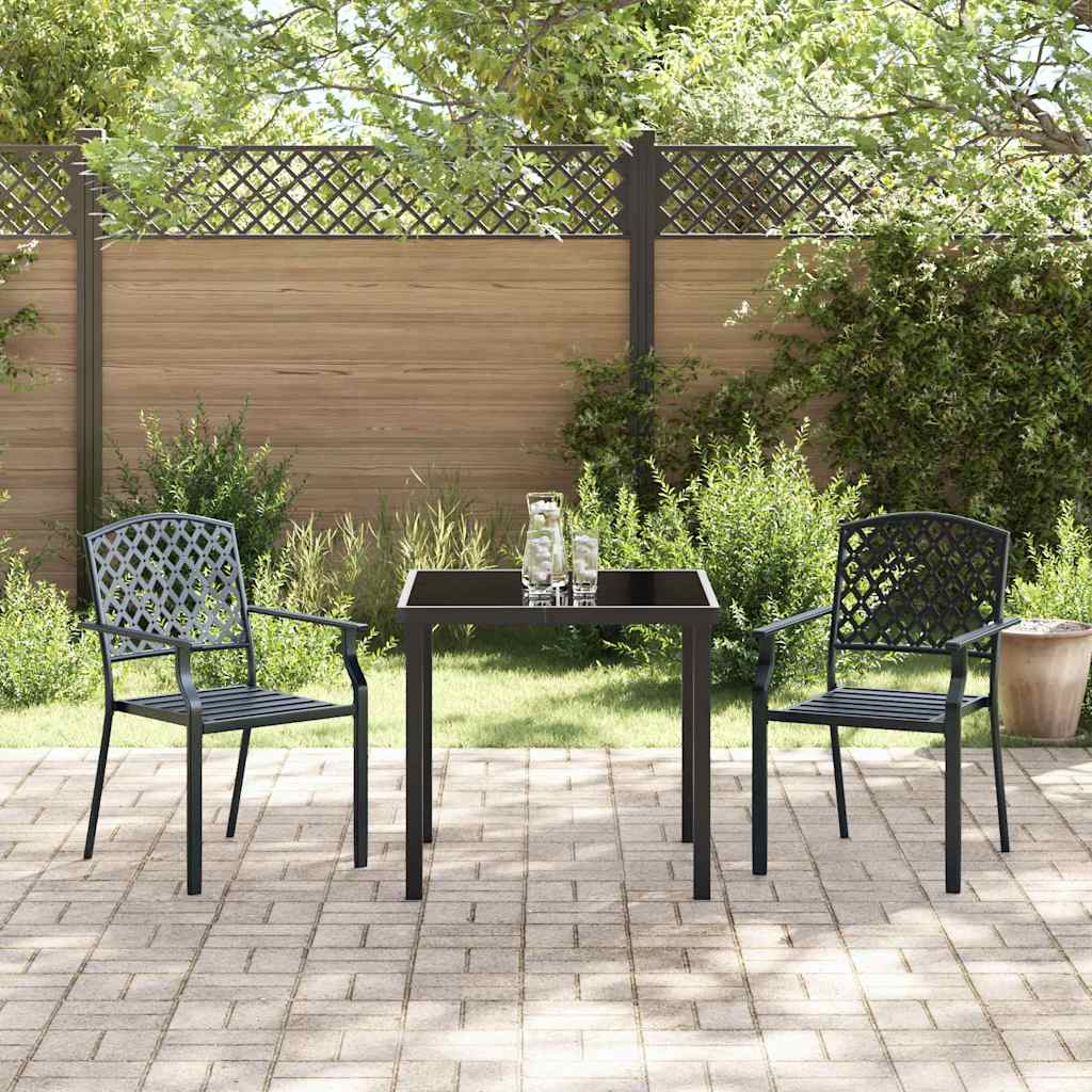 Garten Essgruppe 3 pcs Anthrazit Pulverbeschichteter Stahl
