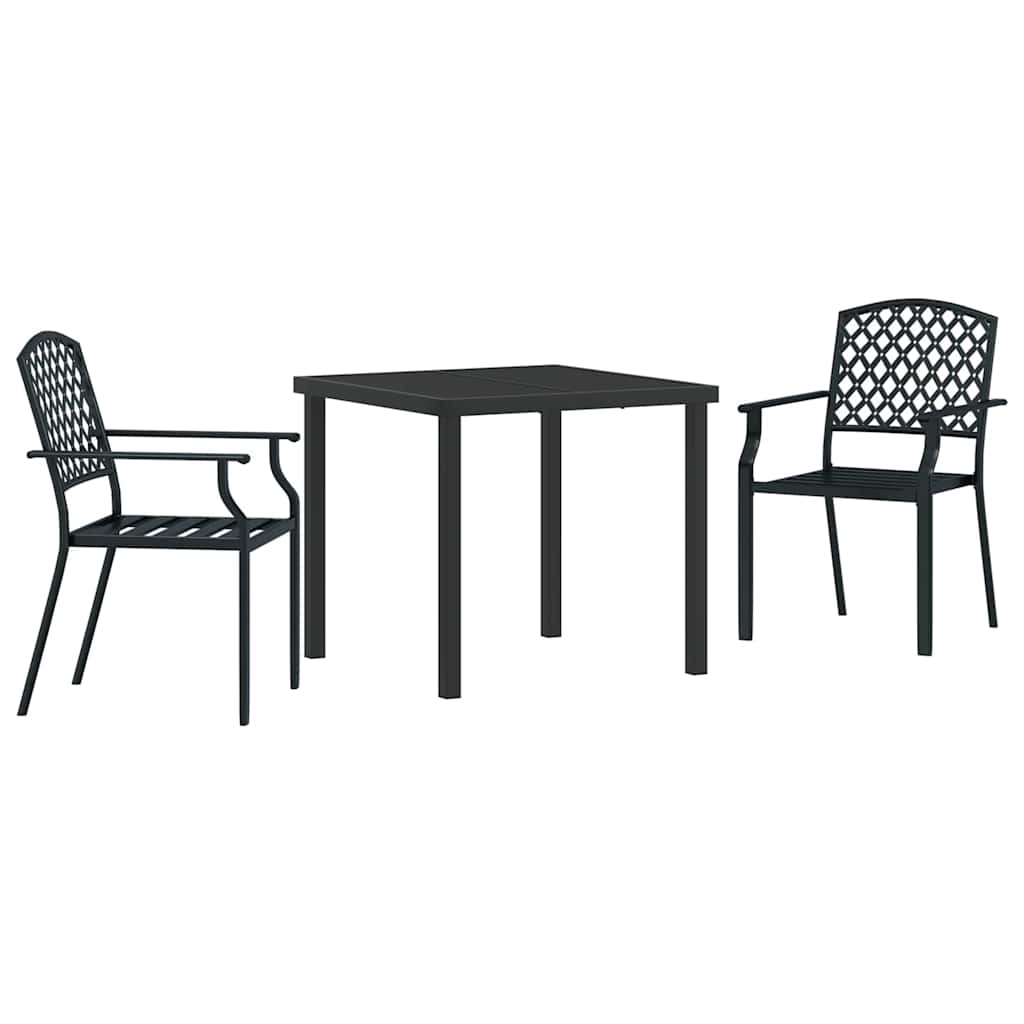 Garten Essgruppe 3 pcs Anthrazit Pulverbeschichteter Stahl