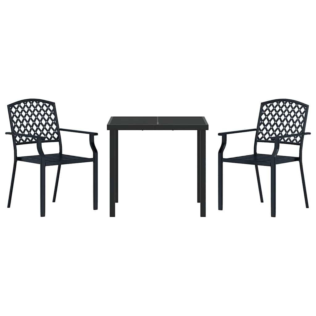 Garten Essgruppe 3 pcs Anthrazit Pulverbeschichteter Stahl
