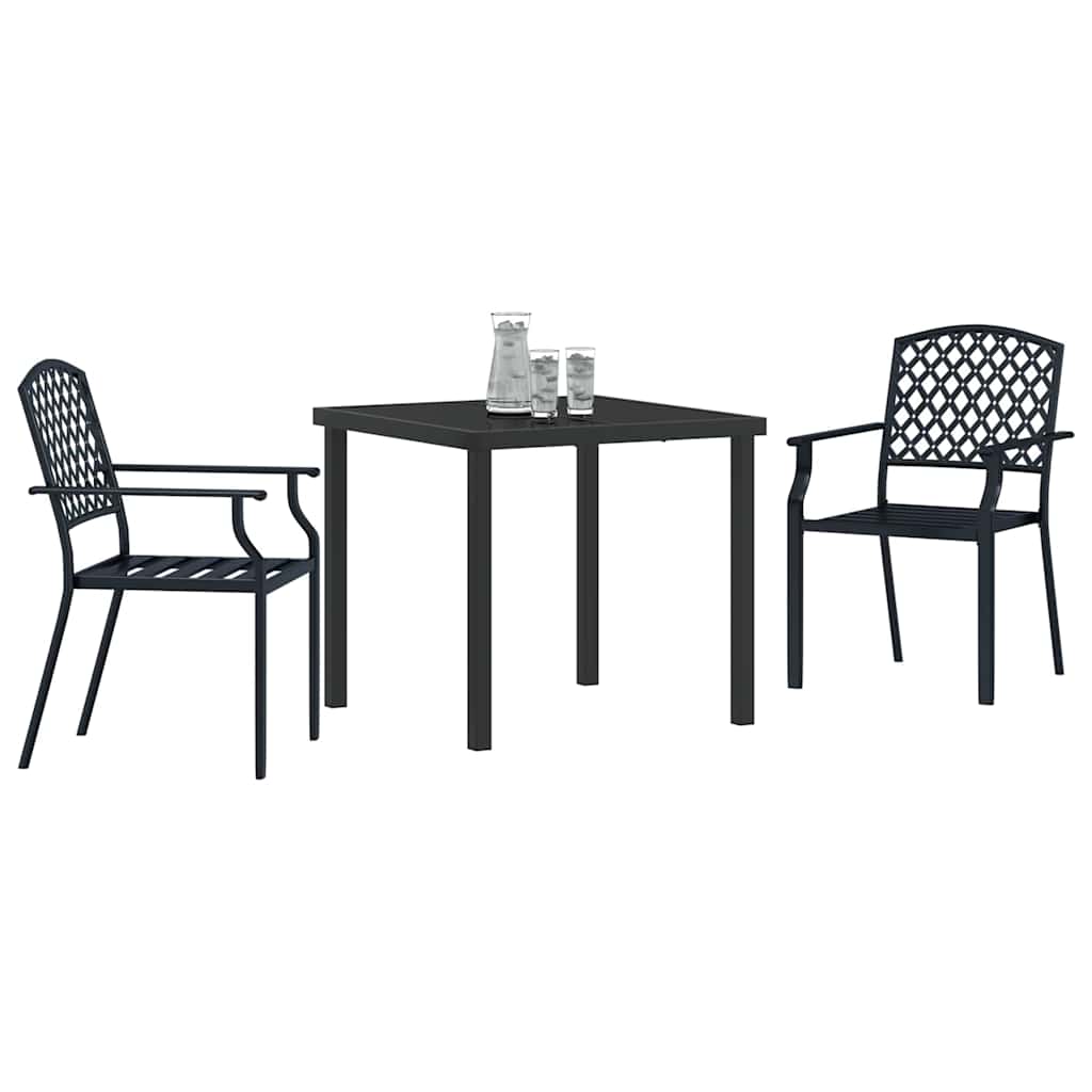 Garten Essgruppe 3 pcs Anthrazit Pulverbeschichteter Stahl