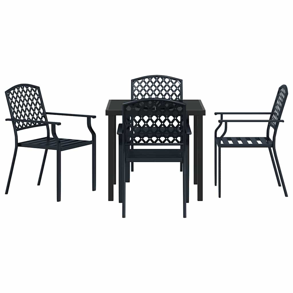 Garten Essgruppe 5 pcs Anthrazit Pulverbeschichteter Stahl
