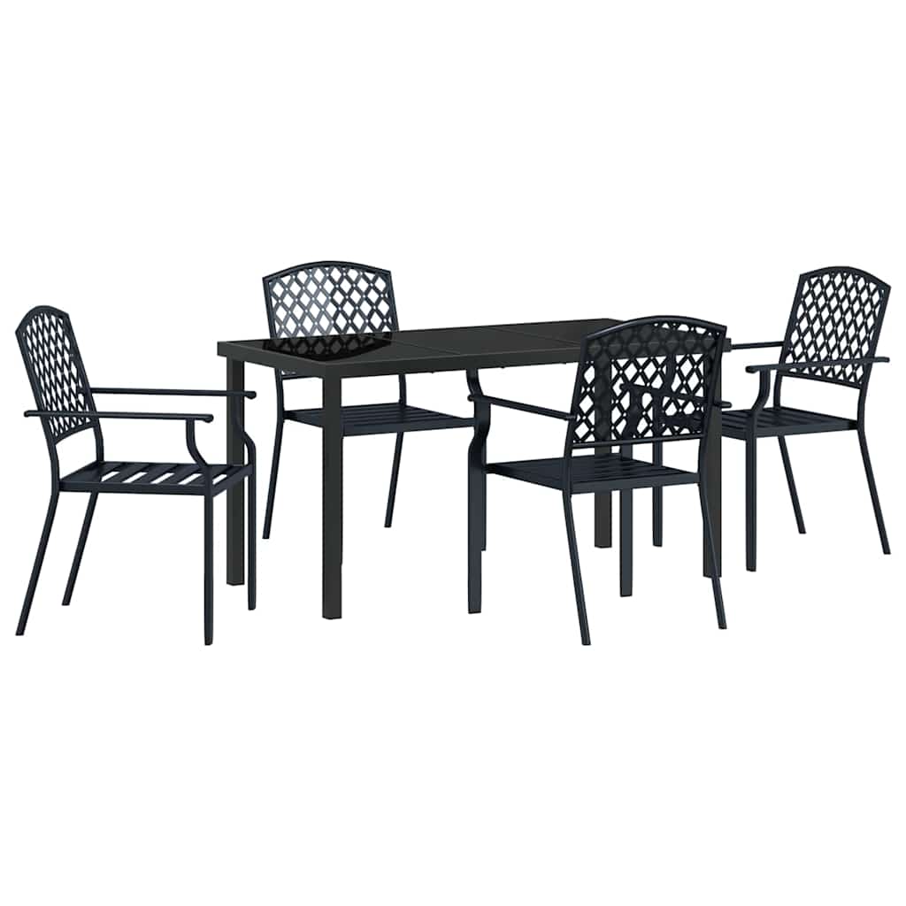 Garten Essgruppe 5 pcs Anthrazit Pulverbeschichteter Stahl