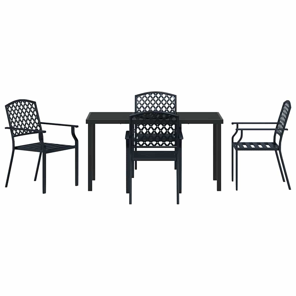 Garten Essgruppe 5 pcs Anthrazit Pulverbeschichteter Stahl