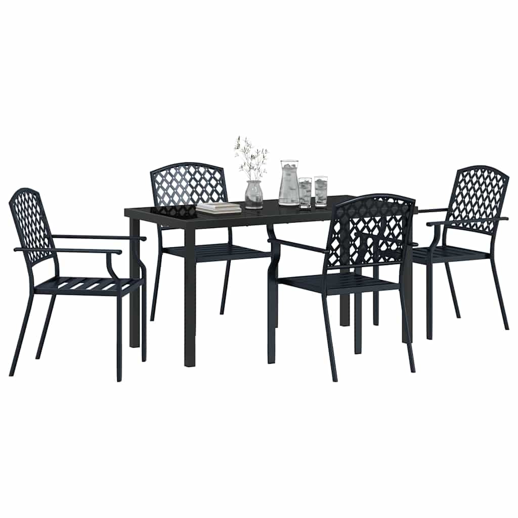 Garten Essgruppe 5 pcs Anthrazit Pulverbeschichteter Stahl