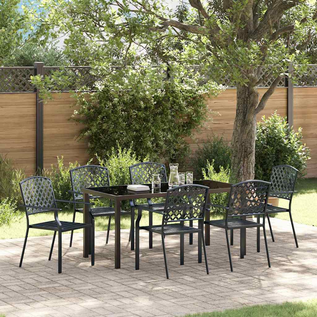 Garten Essgruppe 7 pcs Anthrazit Pulverbeschichteter Stahl