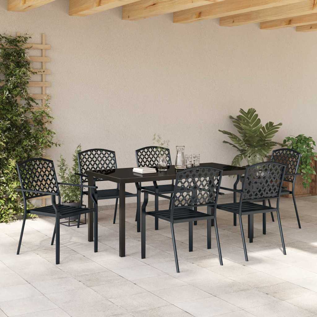Garten Essgruppe 7 pcs Anthrazit Pulverbeschichteter Stahl