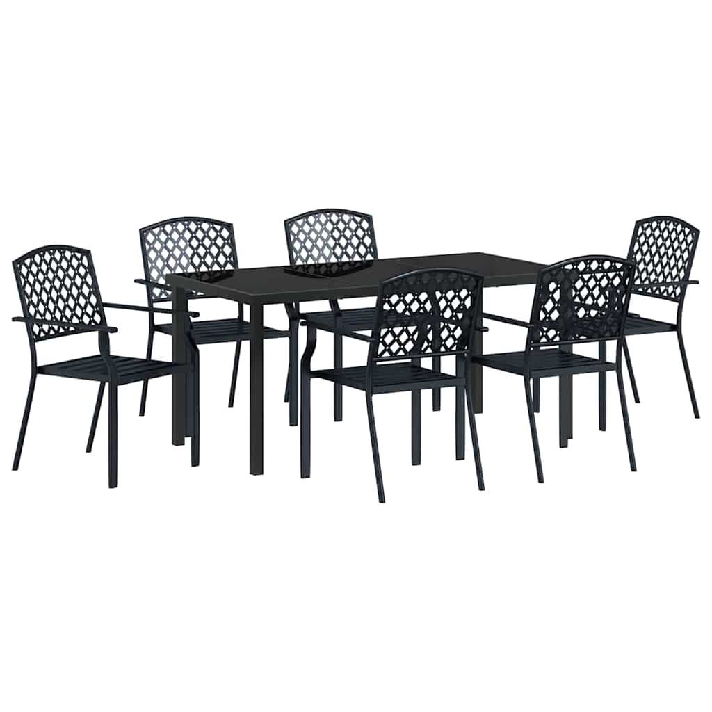Garten Essgruppe 7 pcs Anthrazit Pulverbeschichteter Stahl