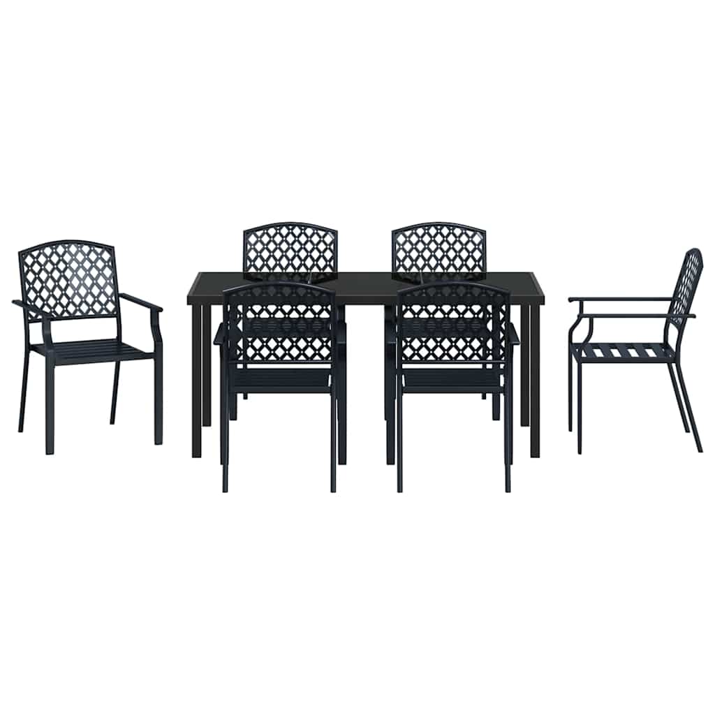 Garten Essgruppe 7 pcs Anthrazit Pulverbeschichteter Stahl