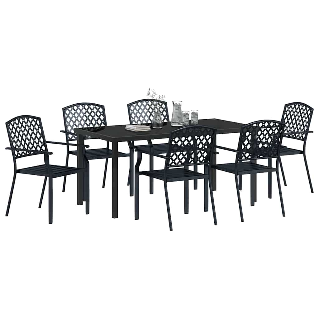 Garten Essgruppe 7 pcs Anthrazit Pulverbeschichteter Stahl