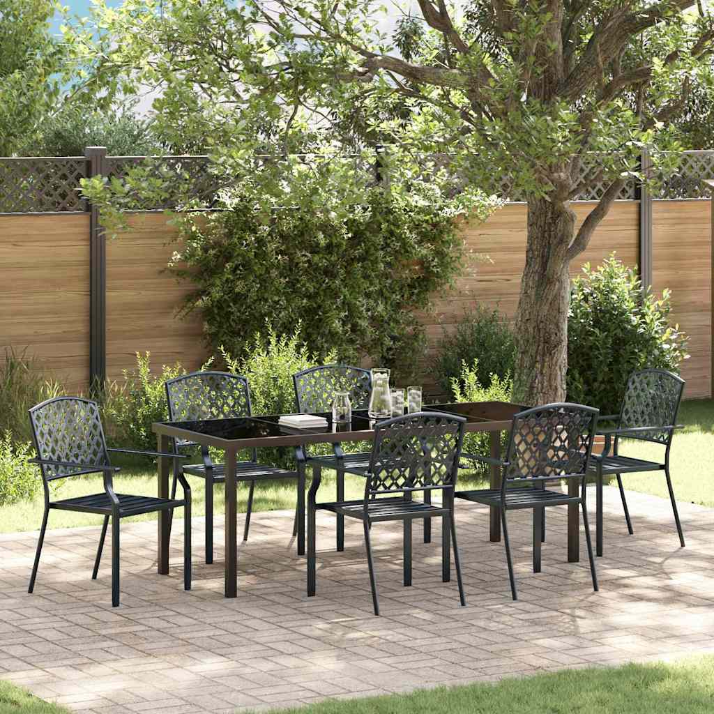 Garten Essgruppe 7 pcs Anthrazit Pulverbeschichteter Stahl