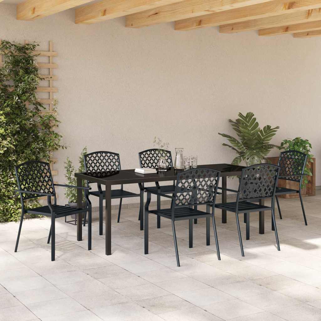 Garten Essgruppe 7 pcs Anthrazit Pulverbeschichteter Stahl