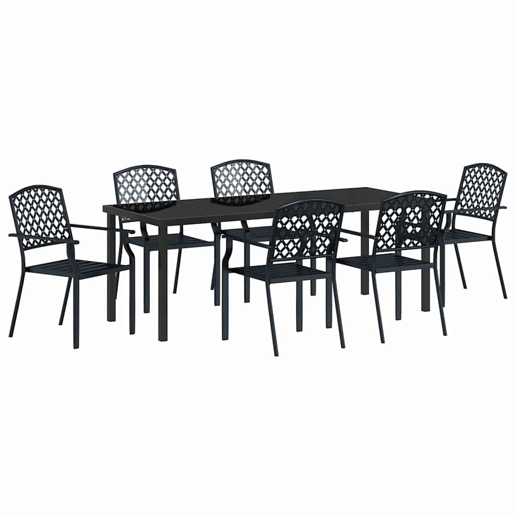 Garten Essgruppe 7 pcs Anthrazit Pulverbeschichteter Stahl