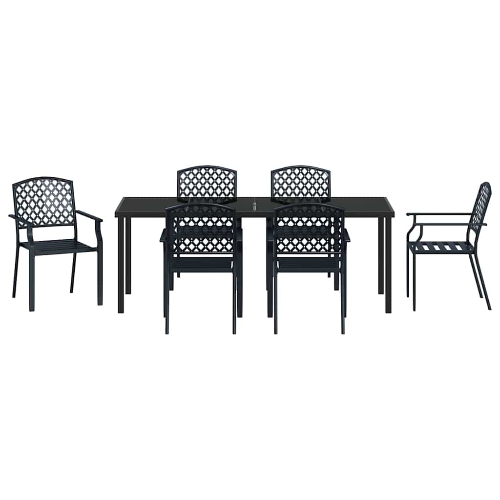 Garten Essgruppe 7 pcs Anthrazit Pulverbeschichteter Stahl