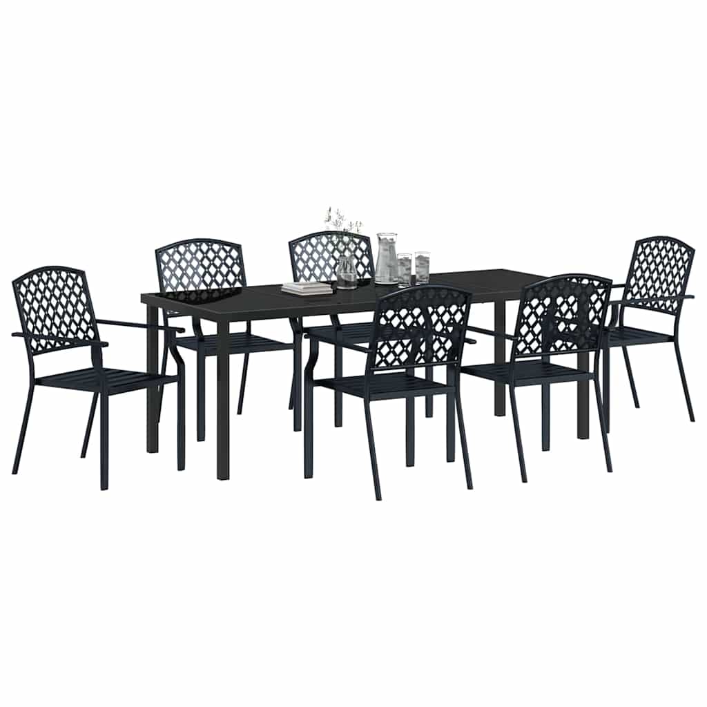 Garten Essgruppe 7 pcs Anthrazit Pulverbeschichteter Stahl