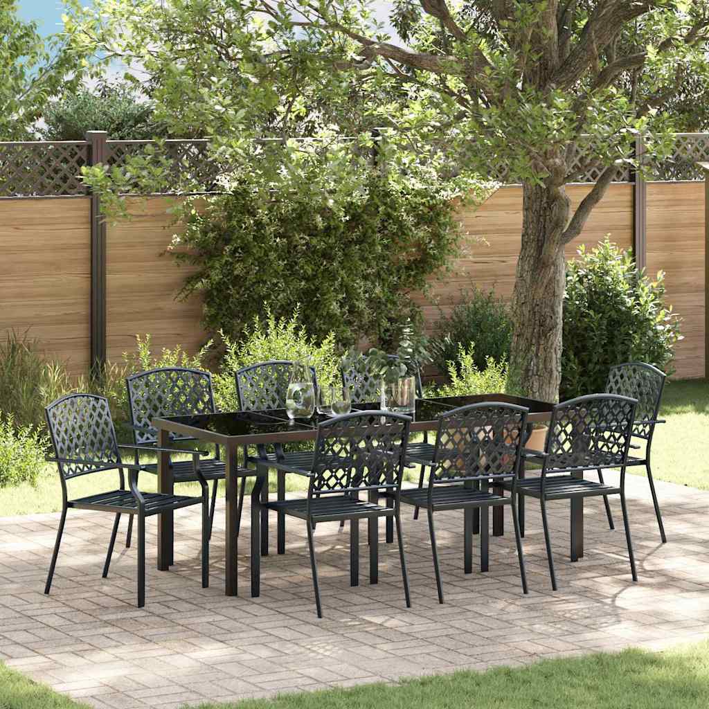 Garten Essgruppe 9 pcs Anthrazit Pulverbeschichteter Stahl