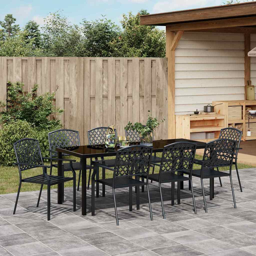 Garten Essgruppe 9 pcs Anthrazit Pulverbeschichteter Stahl