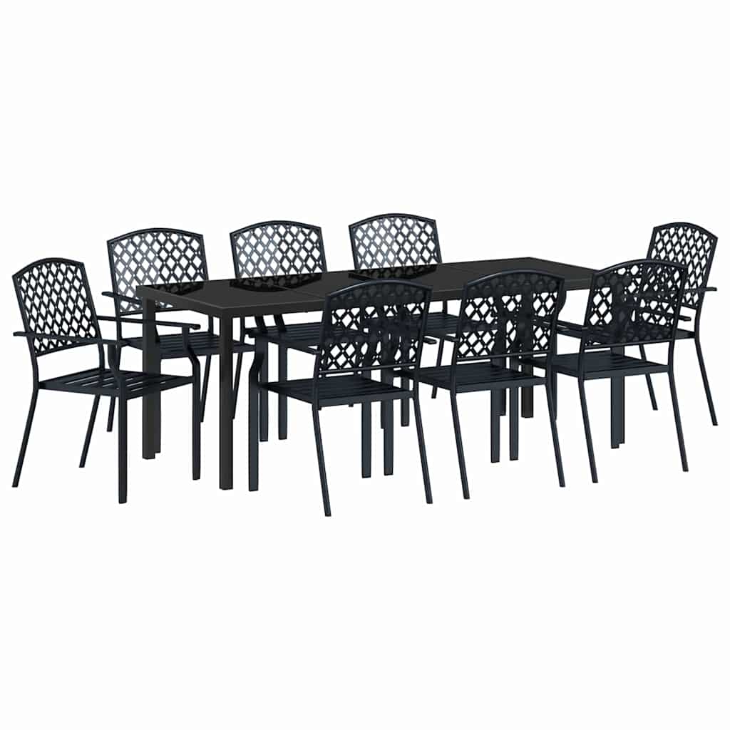 Garten Essgruppe 9 pcs Anthrazit Pulverbeschichteter Stahl