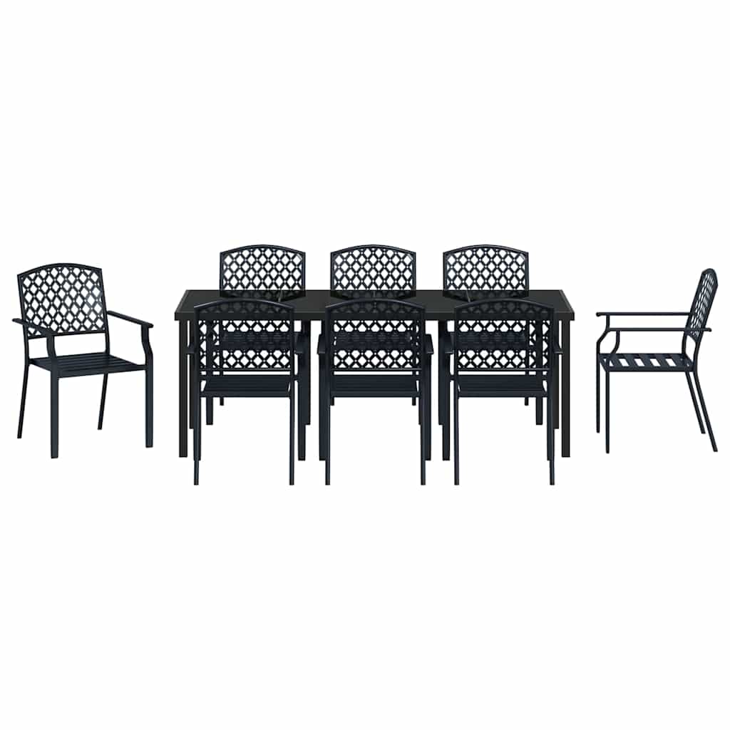 Garten Essgruppe 9 pcs Anthrazit Pulverbeschichteter Stahl