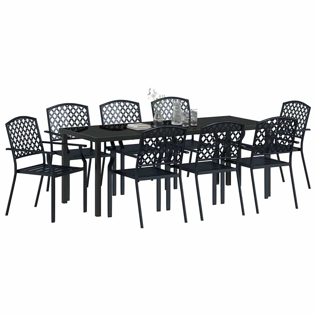 Garten Essgruppe 9 pcs Anthrazit Pulverbeschichteter Stahl