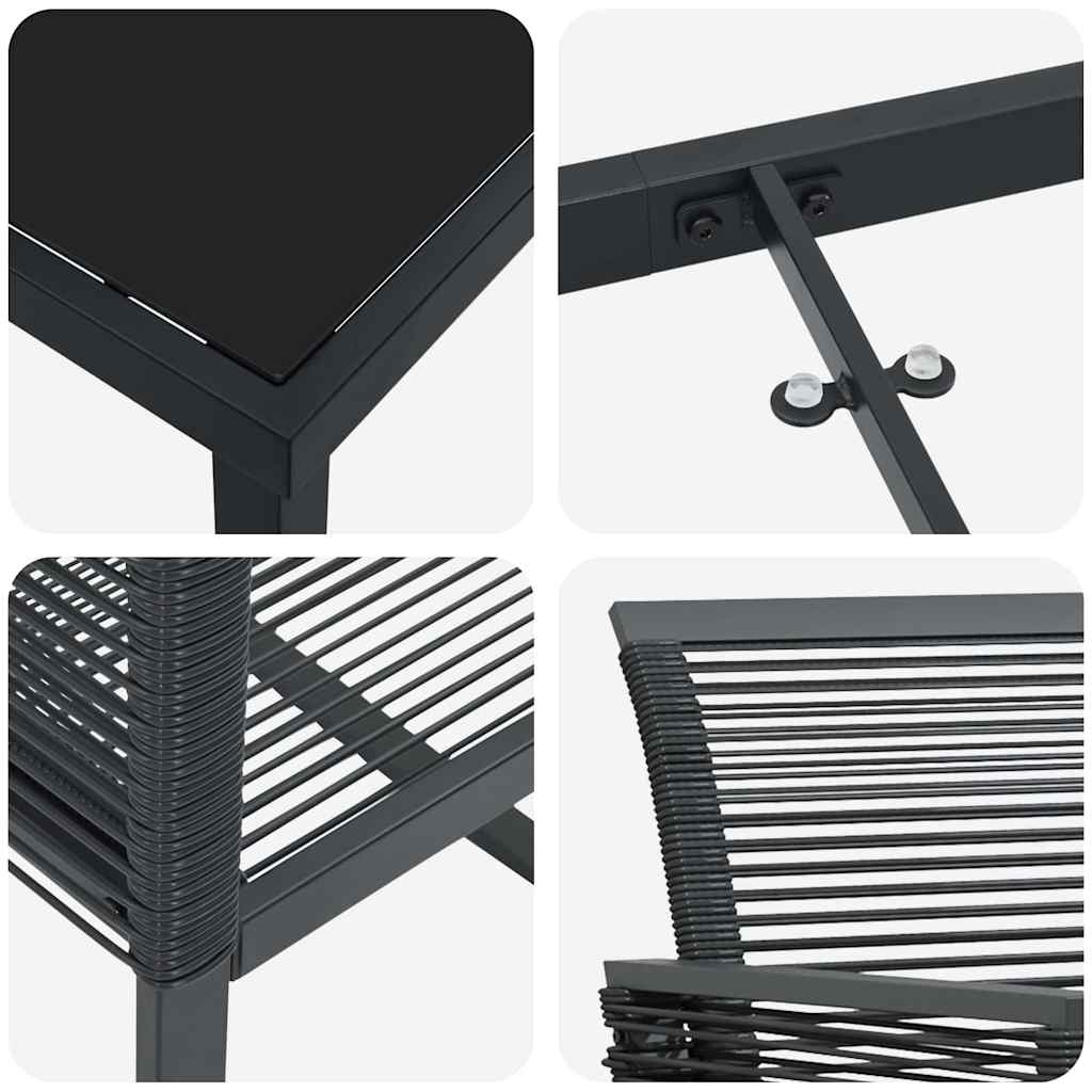 Garten Essgruppe 3 pcs Schwarz Pulverbeschichteter Stahl
