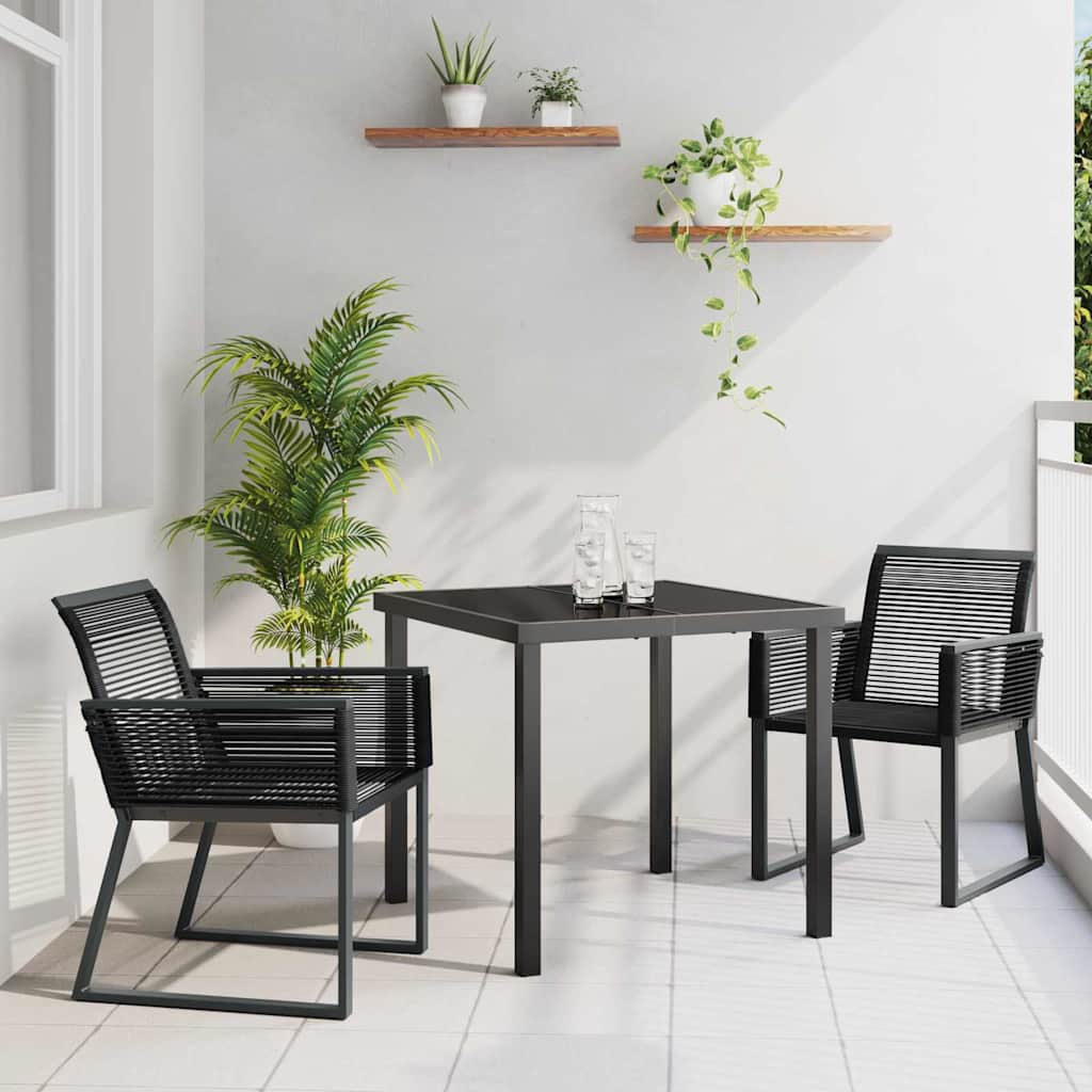 Garten Essgruppe 3 pcs Schwarz Pulverbeschichteter Stahl