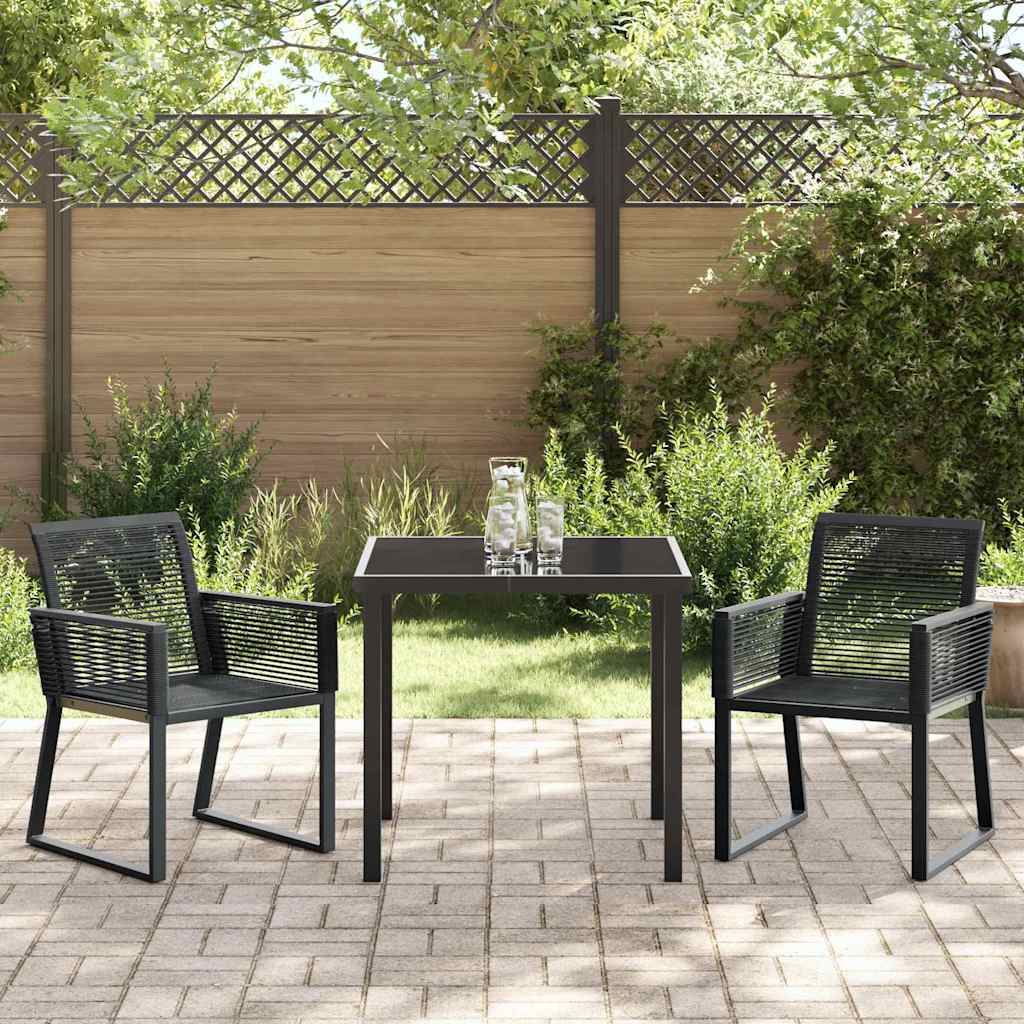 Garten Essgruppe 3 pcs Schwarz Pulverbeschichteter Stahl
