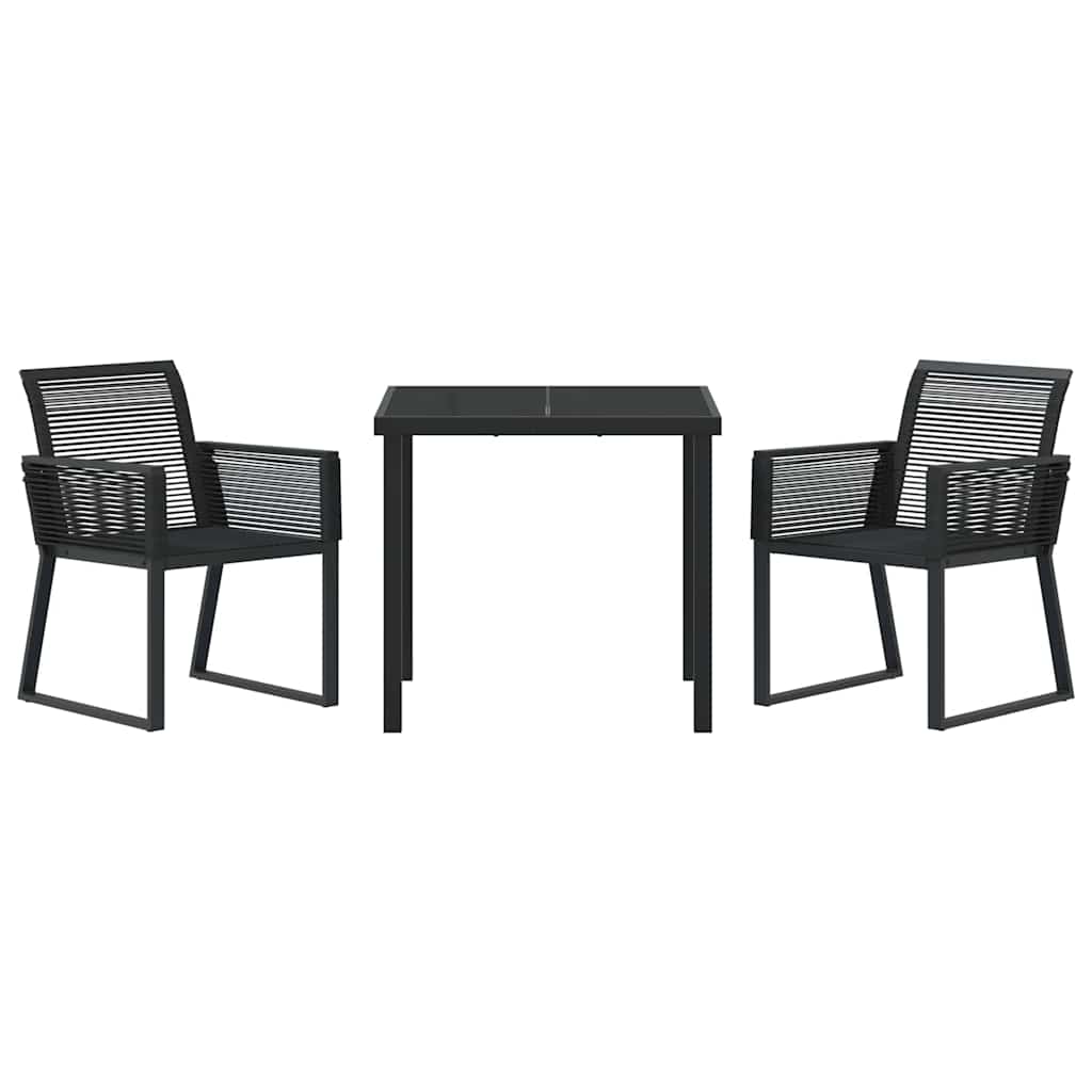 Garten Essgruppe 3 pcs Schwarz Pulverbeschichteter Stahl
