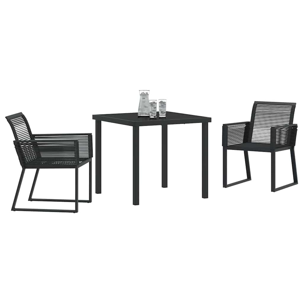 Garten Essgruppe 3 pcs Schwarz Pulverbeschichteter Stahl