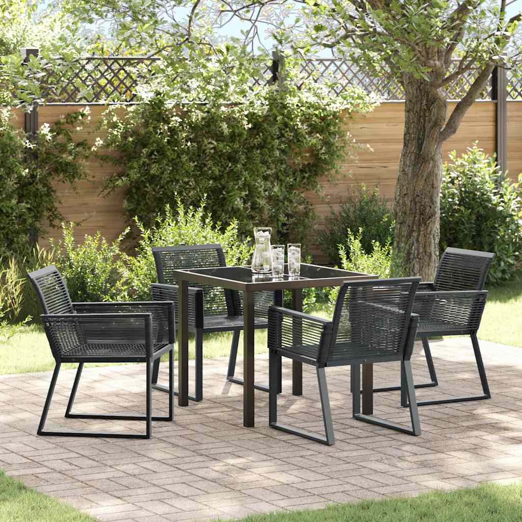 Garten Essgruppe 5 pcs Schwarz Pulverbeschichteter Stahl