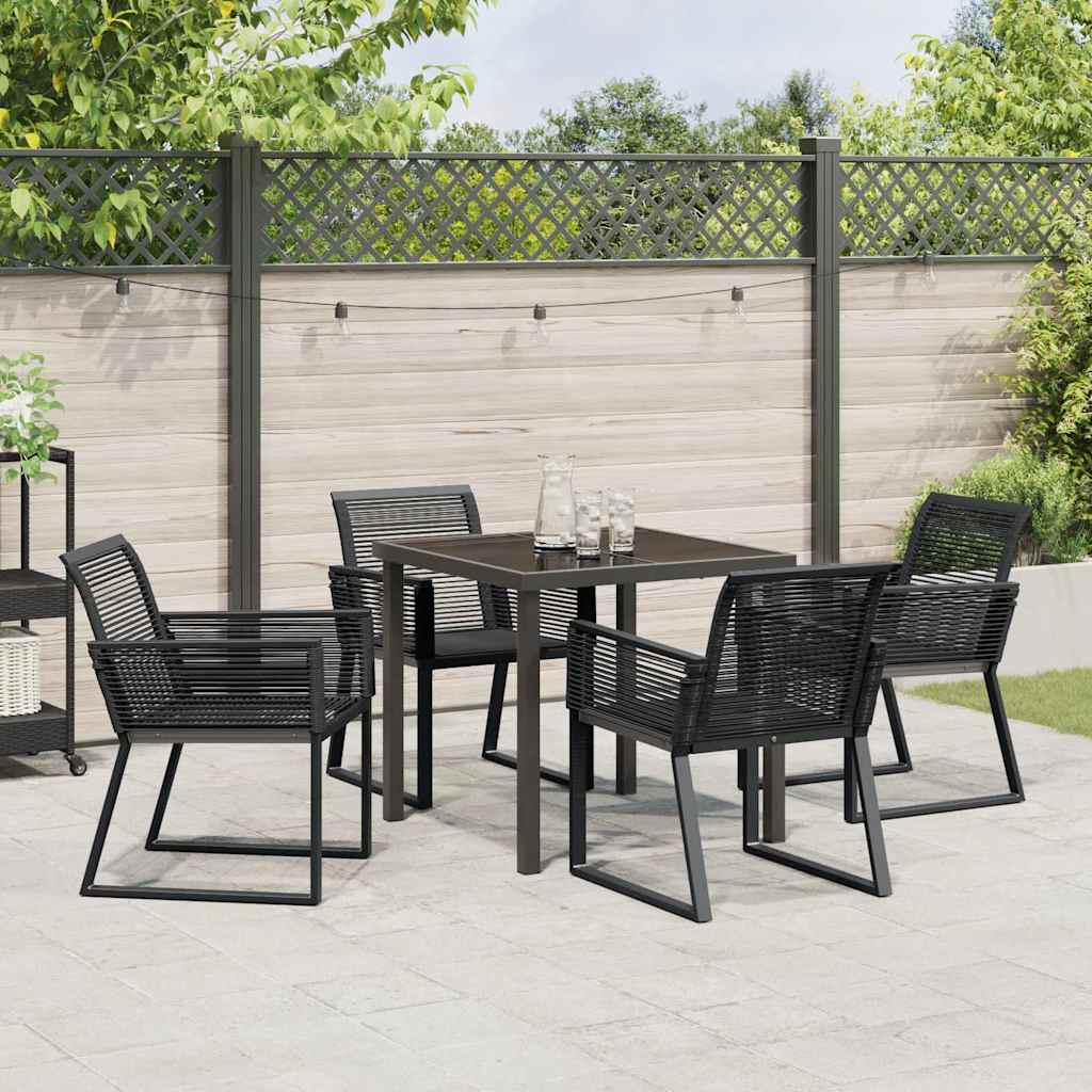 Garten Essgruppe 5 pcs Schwarz Pulverbeschichteter Stahl