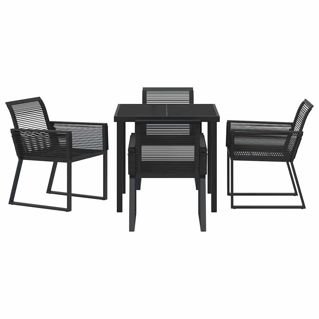 Garten Essgruppe 5 pcs Schwarz Pulverbeschichteter Stahl