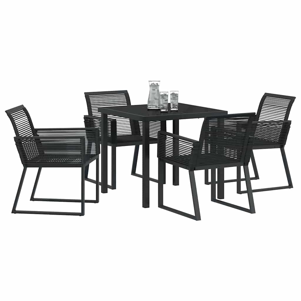 Garten Essgruppe 5 pcs Schwarz Pulverbeschichteter Stahl