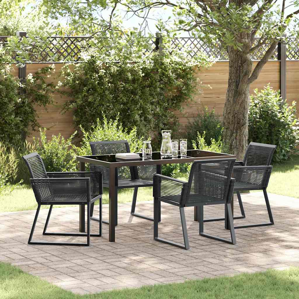 Garten Essgruppe 5 pcs Schwarz Pulverbeschichteter Stahl