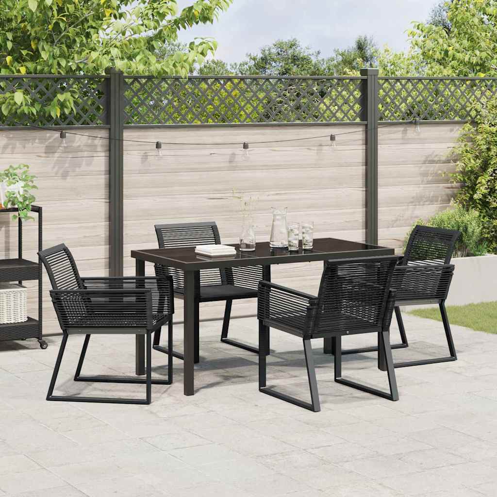 Garten Essgruppe 5 pcs Schwarz Pulverbeschichteter Stahl