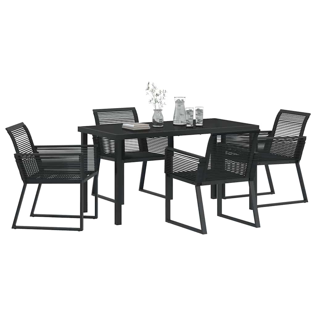 Garten Essgruppe 5 pcs Schwarz Pulverbeschichteter Stahl