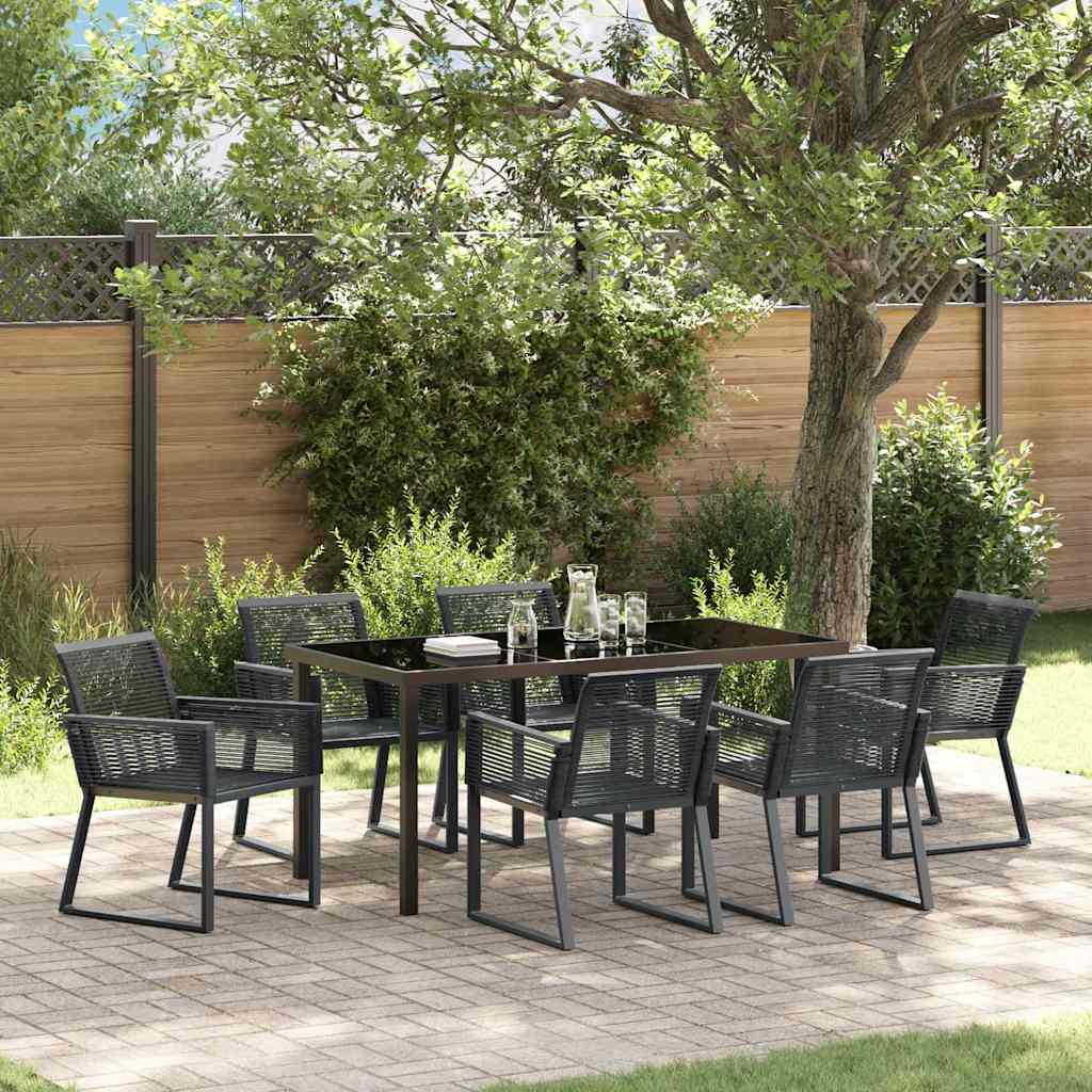 Garten Essgruppe 7 pcs Schwarz Pulverbeschichteter Stahl